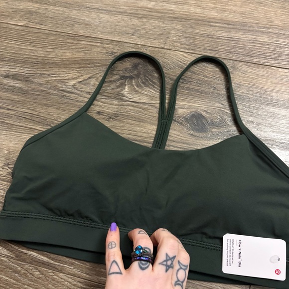 NWT Lululemon Flow Y Bra *Nulu A-C Cup (Rainforest Green) Size 10 - Picture 4 of 7